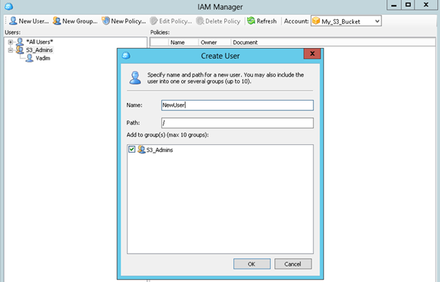 Creating new IAM user with CloudBerry Explorer