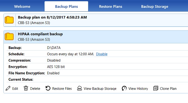 Review the hipaa compliant backup plan