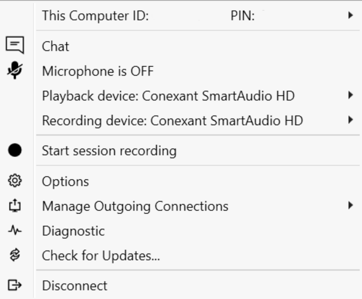 remote user panel options